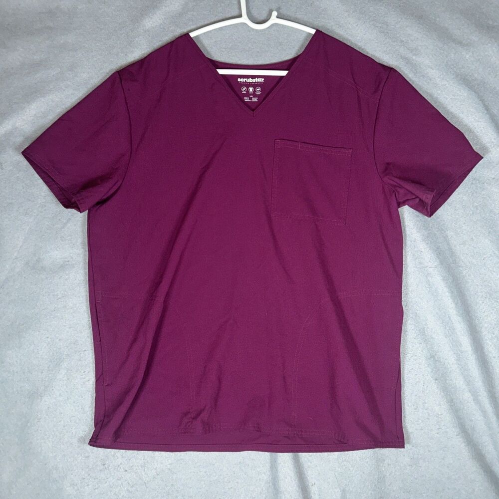 Scrubstar Scrub Top Burgundy Shirt 3 Pockets Size Large